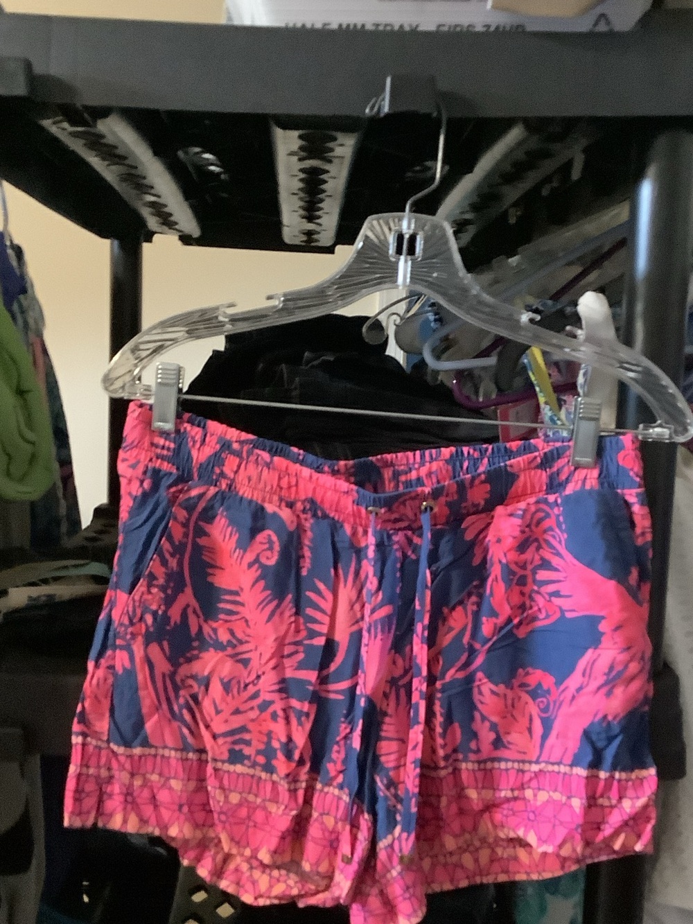 Lilly Pulitzer‎ Navy and Hot Pink Tropical Print High-Waist athletic Shorts